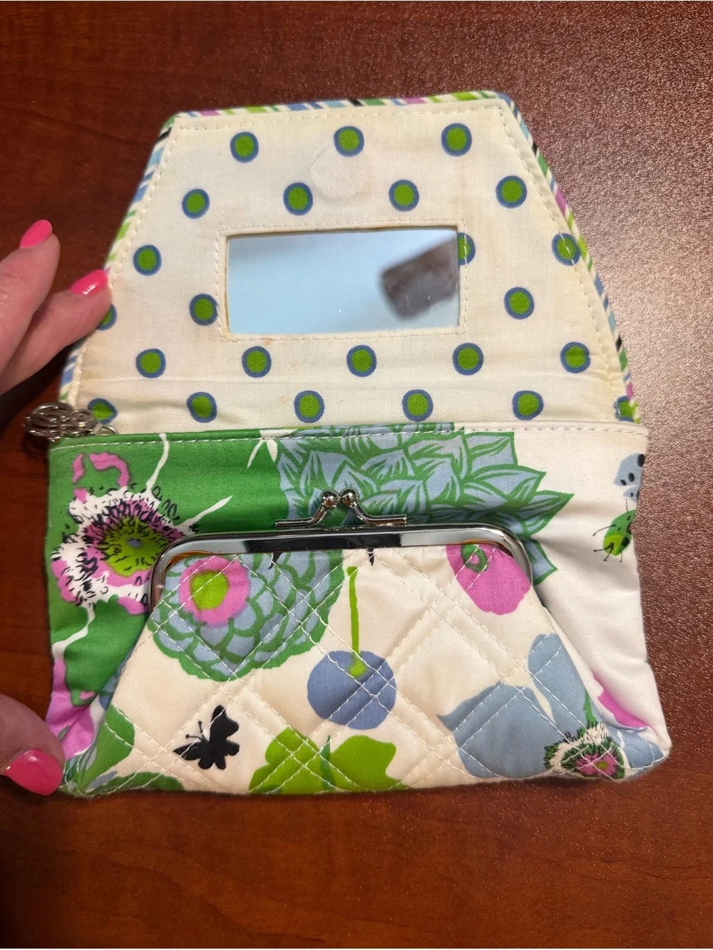 Vera Bradley Quilted Casey Floral Fold-Over Wallet Butterfly Garden - Picture 2 of 6